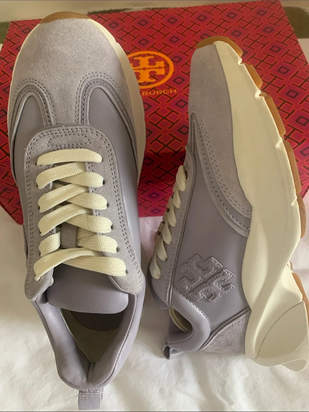 Tory Burch Gray and Cream Women's Sneakers